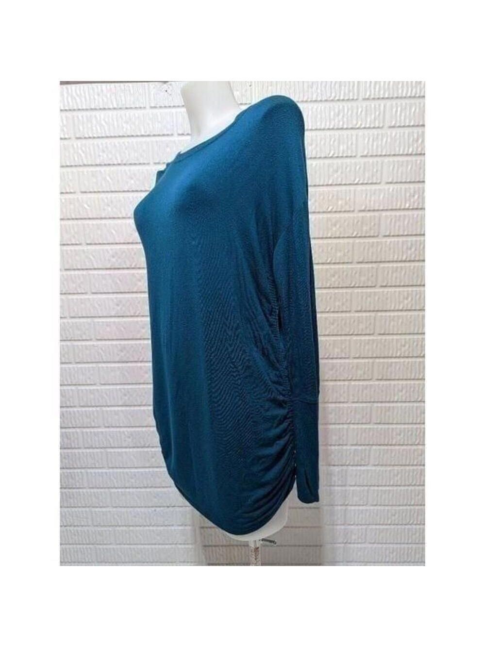Athleta Women's Blue Crewneck Ruched Long-Sleeve Tee Size Small